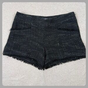 Ann Taylor LOFT Tweed Fringe Shorts‎ Black White Sparkle Women's Size 2